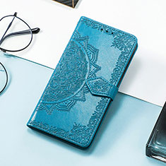 Leather Case Stands Fashionable Pattern Flip Cover Holder S04D for Samsung Galaxy M13 5G Blue