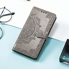 Leather Case Stands Fashionable Pattern Flip Cover Holder S04D for Samsung Galaxy M13 5G Gray