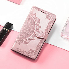 Leather Case Stands Fashionable Pattern Flip Cover Holder S04D for Samsung Galaxy M13 5G Rose Gold