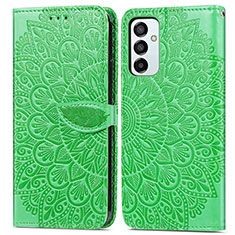 Leather Case Stands Fashionable Pattern Flip Cover Holder S04D for Samsung Galaxy M23 5G Green