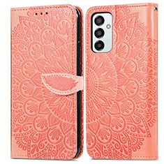 Leather Case Stands Fashionable Pattern Flip Cover Holder S04D for Samsung Galaxy M23 5G Orange