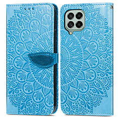 Leather Case Stands Fashionable Pattern Flip Cover Holder S04D for Samsung Galaxy M53 5G Blue