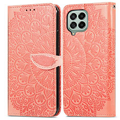 Leather Case Stands Fashionable Pattern Flip Cover Holder S04D for Samsung Galaxy M53 5G Orange
