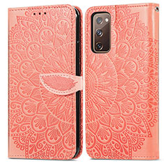Leather Case Stands Fashionable Pattern Flip Cover Holder S04D for Samsung Galaxy S20 FE (2022) 5G Orange
