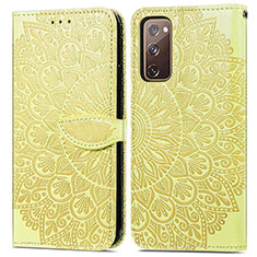 Leather Case Stands Fashionable Pattern Flip Cover Holder S04D for Samsung Galaxy S20 FE 4G Yellow