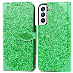 Leather Case Stands Fashionable Pattern Flip Cover Holder S04D for Samsung Galaxy S21 FE 5G Green