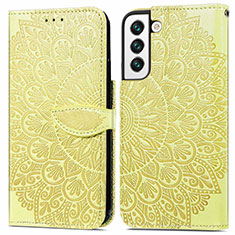 Leather Case Stands Fashionable Pattern Flip Cover Holder S04D for Samsung Galaxy S21 FE 5G Yellow