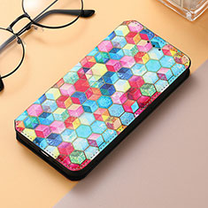 Leather Case Stands Fashionable Pattern Flip Cover Holder S04D for Samsung Galaxy S21 Ultra 5G Colorful