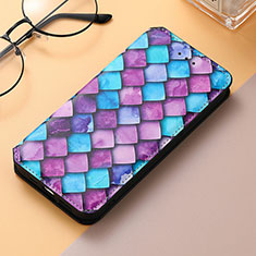 Leather Case Stands Fashionable Pattern Flip Cover Holder S04D for Samsung Galaxy S21 Ultra 5G Purple