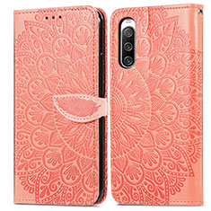 Leather Case Stands Fashionable Pattern Flip Cover Holder S04D for Sony Xperia 10 IV Orange
