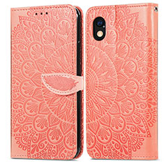 Leather Case Stands Fashionable Pattern Flip Cover Holder S04D for Sony Xperia Ace III Orange