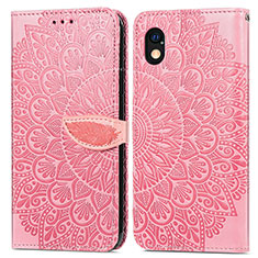 Leather Case Stands Fashionable Pattern Flip Cover Holder S04D for Sony Xperia Ace III Rose Gold