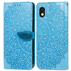 Leather Case Stands Fashionable Pattern Flip Cover Holder S04D for Sony Xperia Ace III SOG08 Blue