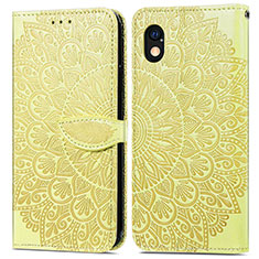 Leather Case Stands Fashionable Pattern Flip Cover Holder S04D for Sony Xperia Ace III Yellow