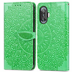 Leather Case Stands Fashionable Pattern Flip Cover Holder S04D for Xiaomi Poco F3 GT 5G Green