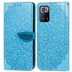 Leather Case Stands Fashionable Pattern Flip Cover Holder S04D for Xiaomi Poco X3 GT 5G Blue