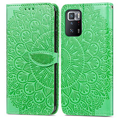 Leather Case Stands Fashionable Pattern Flip Cover Holder S04D for Xiaomi Poco X3 GT 5G Green