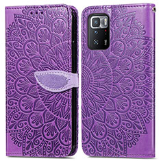 Leather Case Stands Fashionable Pattern Flip Cover Holder S04D for Xiaomi Poco X3 GT 5G Purple