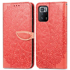 Leather Case Stands Fashionable Pattern Flip Cover Holder S04D for Xiaomi Poco X3 GT 5G Red