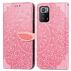 Leather Case Stands Fashionable Pattern Flip Cover Holder S04D for Xiaomi Poco X3 GT 5G Rose Gold