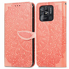 Leather Case Stands Fashionable Pattern Flip Cover Holder S04D for Xiaomi Redmi 10C 4G Orange