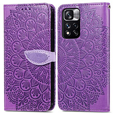 Leather Case Stands Fashionable Pattern Flip Cover Holder S04D for Xiaomi Redmi Note 11 Pro+ Plus 5G Purple