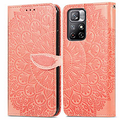 Leather Case Stands Fashionable Pattern Flip Cover Holder S04D for Xiaomi Redmi Note 11S 5G Orange