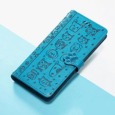 Leather Case Stands Fashionable Pattern Flip Cover Holder S05D for Google Pixel 5 Blue