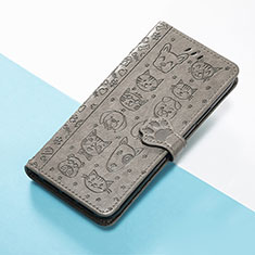 Leather Case Stands Fashionable Pattern Flip Cover Holder S05D for Huawei Honor 90 Lite 5G Gray
