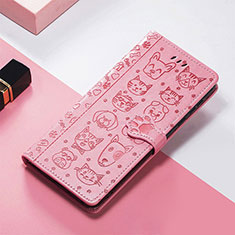 Leather Case Stands Fashionable Pattern Flip Cover Holder S05D for Huawei Honor Magic5 5G Pink
