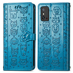 Leather Case Stands Fashionable Pattern Flip Cover Holder S05D for Huawei Honor X10 Max 5G Blue