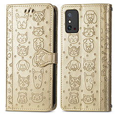 Leather Case Stands Fashionable Pattern Flip Cover Holder S05D for Huawei Honor X10 Max 5G Gold