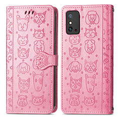 Leather Case Stands Fashionable Pattern Flip Cover Holder S05D for Huawei Honor X10 Max 5G Pink