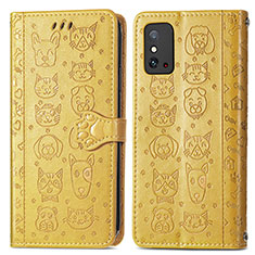 Leather Case Stands Fashionable Pattern Flip Cover Holder S05D for Huawei Honor X10 Max 5G Yellow