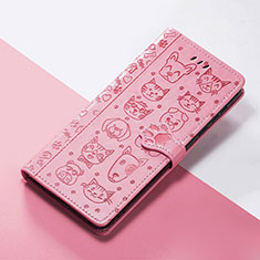Leather Case Stands Fashionable Pattern Flip Cover Holder S05D for Nokia C12 Pink