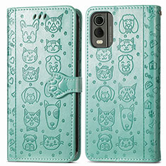Leather Case Stands Fashionable Pattern Flip Cover Holder S05D for Nokia C32 Green