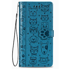 Leather Case Stands Fashionable Pattern Flip Cover Holder S05D for Samsung Galaxy S21 5G Blue