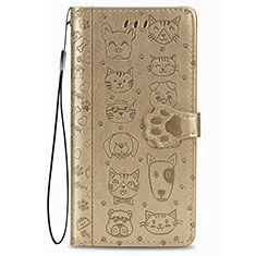 Leather Case Stands Fashionable Pattern Flip Cover Holder S05D for Samsung Galaxy S21 5G Gold