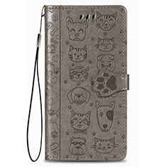 Leather Case Stands Fashionable Pattern Flip Cover Holder S05D for Samsung Galaxy S21 5G Gray