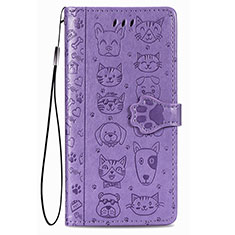 Leather Case Stands Fashionable Pattern Flip Cover Holder S05D for Samsung Galaxy S21 5G Purple