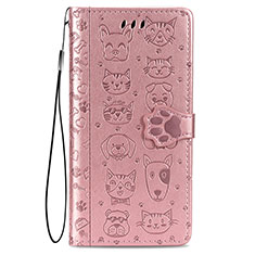 Leather Case Stands Fashionable Pattern Flip Cover Holder S05D for Samsung Galaxy S21 FE 5G Pink