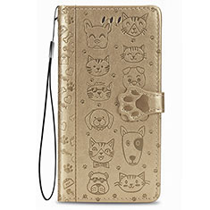 Leather Case Stands Fashionable Pattern Flip Cover Holder S05D for Samsung Galaxy S21 Plus 5G Gold