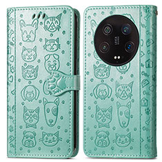 Leather Case Stands Fashionable Pattern Flip Cover Holder S05D for Xiaomi Mi 13 Ultra 5G Green