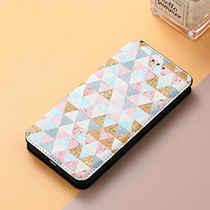 Leather Case Stands Fashionable Pattern Flip Cover Holder S06D for Huawei Honor 90 Lite 5G White
