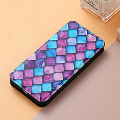 Leather Case Stands Fashionable Pattern Flip Cover Holder S06D for Huawei Honor 9X Purple