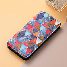 Leather Case Stands Fashionable Pattern Flip Cover Holder S06D for Huawei Nova Y91 Brown