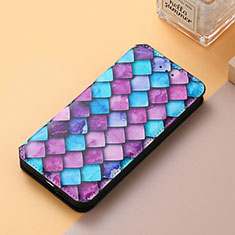 Leather Case Stands Fashionable Pattern Flip Cover Holder S06D for Huawei Nova Y91 Purple