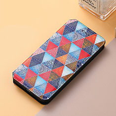 Leather Case Stands Fashionable Pattern Flip Cover Holder S06D for Huawei P50 Pro Brown