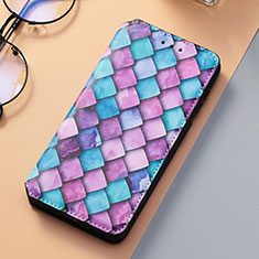 Leather Case Stands Fashionable Pattern Flip Cover Holder S06D for Samsung Galaxy S21 FE 5G Purple