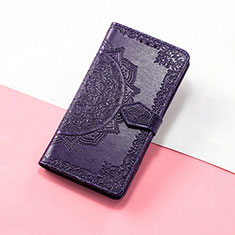 Leather Case Stands Fashionable Pattern Flip Cover Holder S07D for Huawei Enjoy 50z Purple